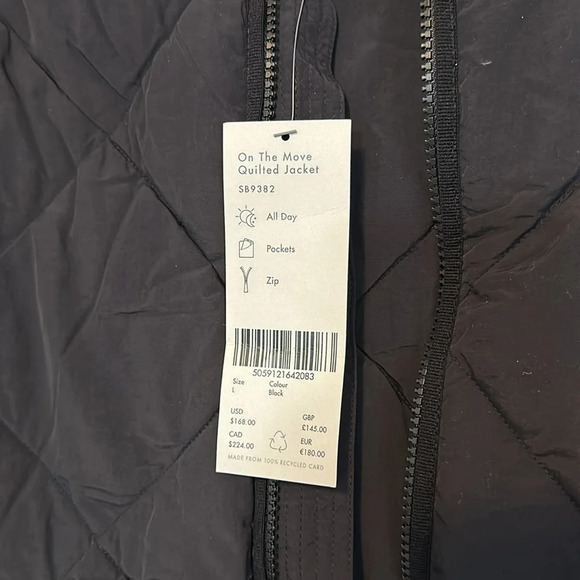 Sweaty Betty On The Move Quilted Jacket Black Puffer NWT L - Picture 7 of 9